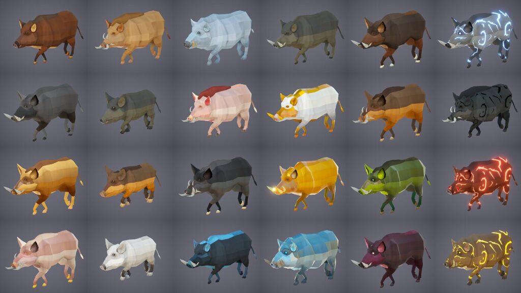 Poly Art: Boars - rigged and animated 3D forest animal model for Unity and Unreal Engine