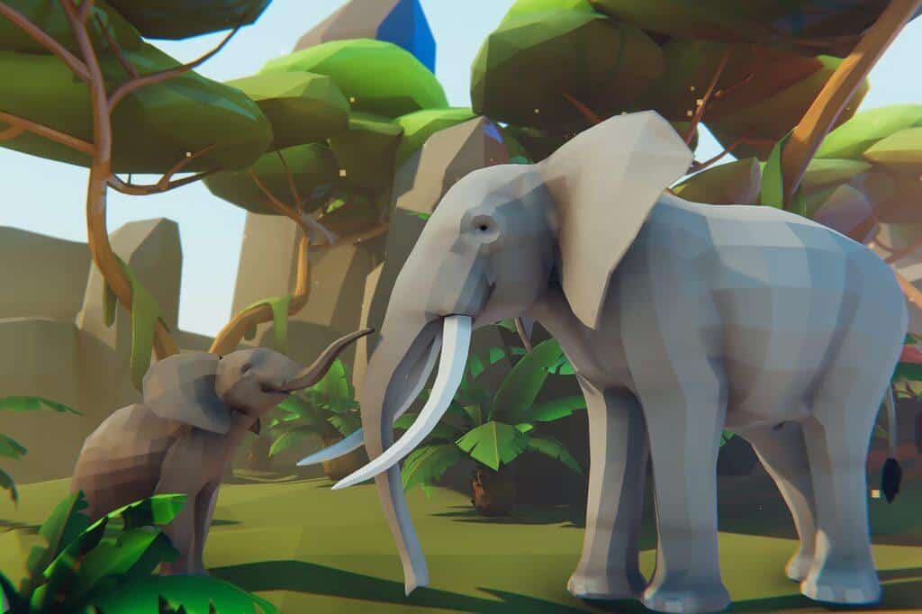 Poly Art Elephants - rigged and animated 3D large mammal model for Unity and Unreal Engine