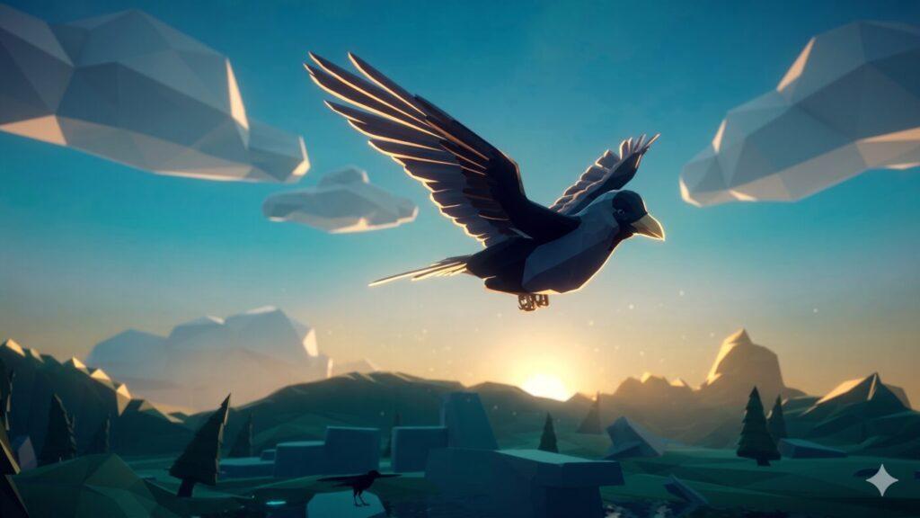 Poly Art Ravens & Crows - rigged and animated 3D bird model for Unity and Unreal Engine